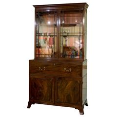 George III Mahogany Secretaire Bookcase