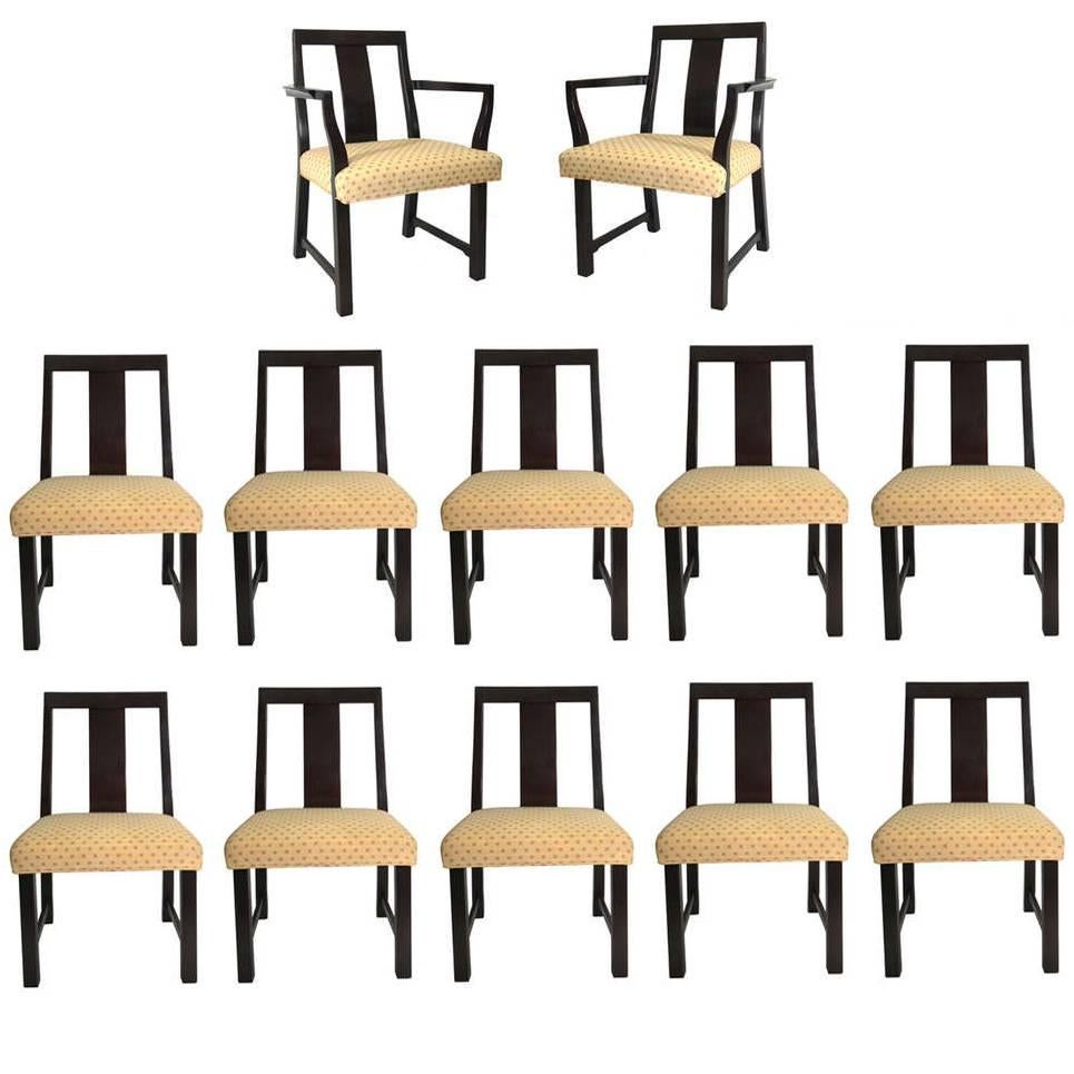 Set of Twelve Dining Chairs Designed by Edward Wormley for Dunbar