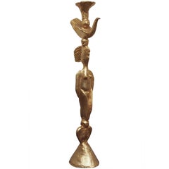 Gilt Bronze Candlestick by Pierre Casenove, circa 1980