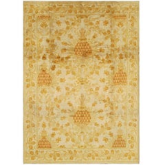 Antique Spanish European Carpet in Gold, Cream and Orange