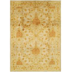 Antique Spanish European Carpet in Gold, Cream and Orange