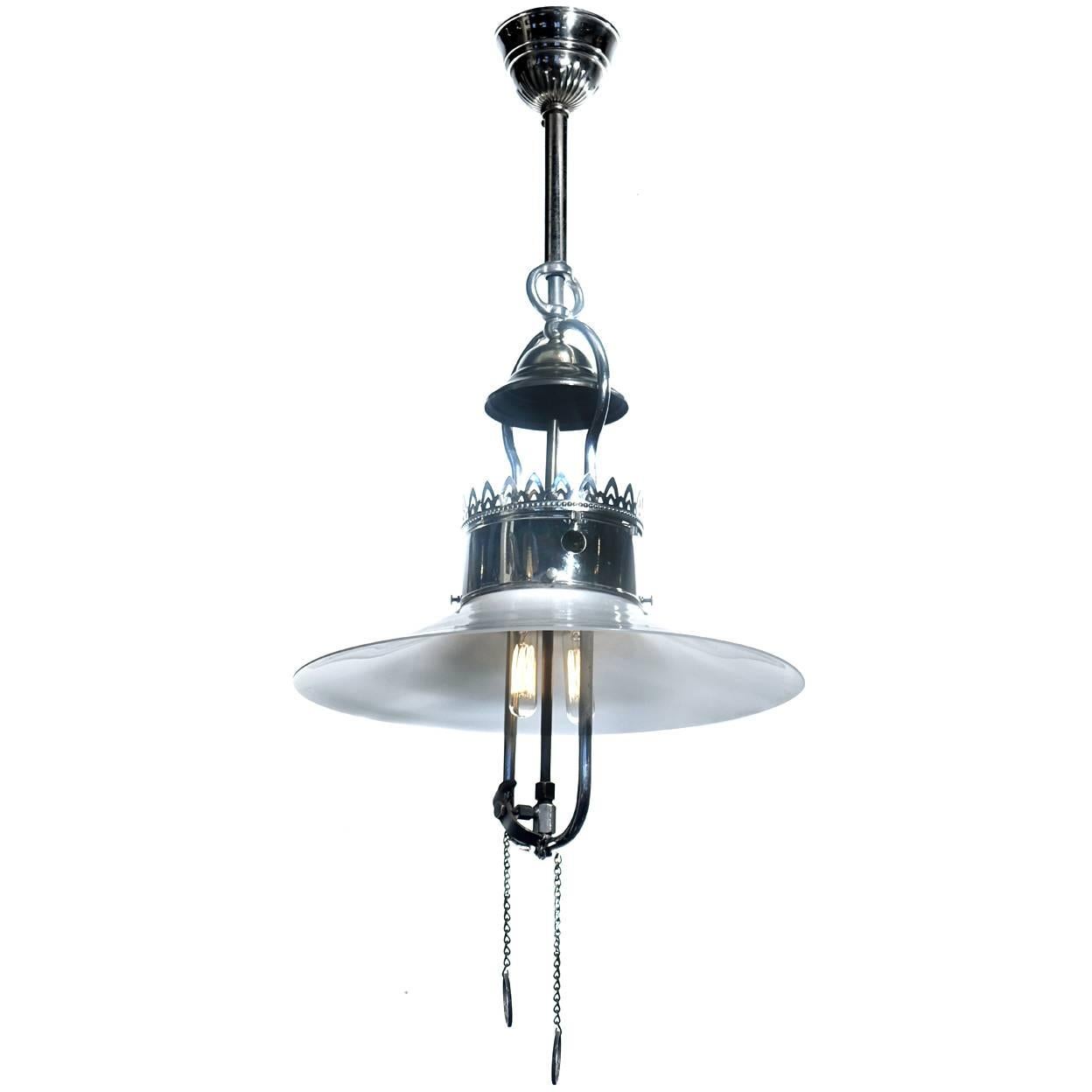 Simple and Elegant Converted Gas Lamp, Nickel-Plated