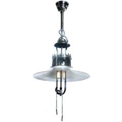Simple and Elegant Converted Gas Lamp, Nickel-Plated