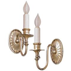 EF Caldwell & Co. Silver Plated Sconce with Glass Candle Cover, circa 1920
