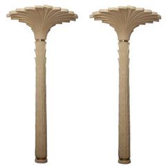 Pair of Torchiere Roche Style Palm Tree Floor and Wall Lamps by Merle Edelman