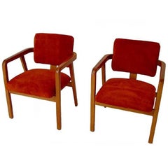 Pair of George Nelson for Herman Miller Suede Armchairs