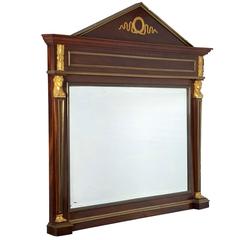 Empire Style Mahogany and Ormolu Beveled Mirror