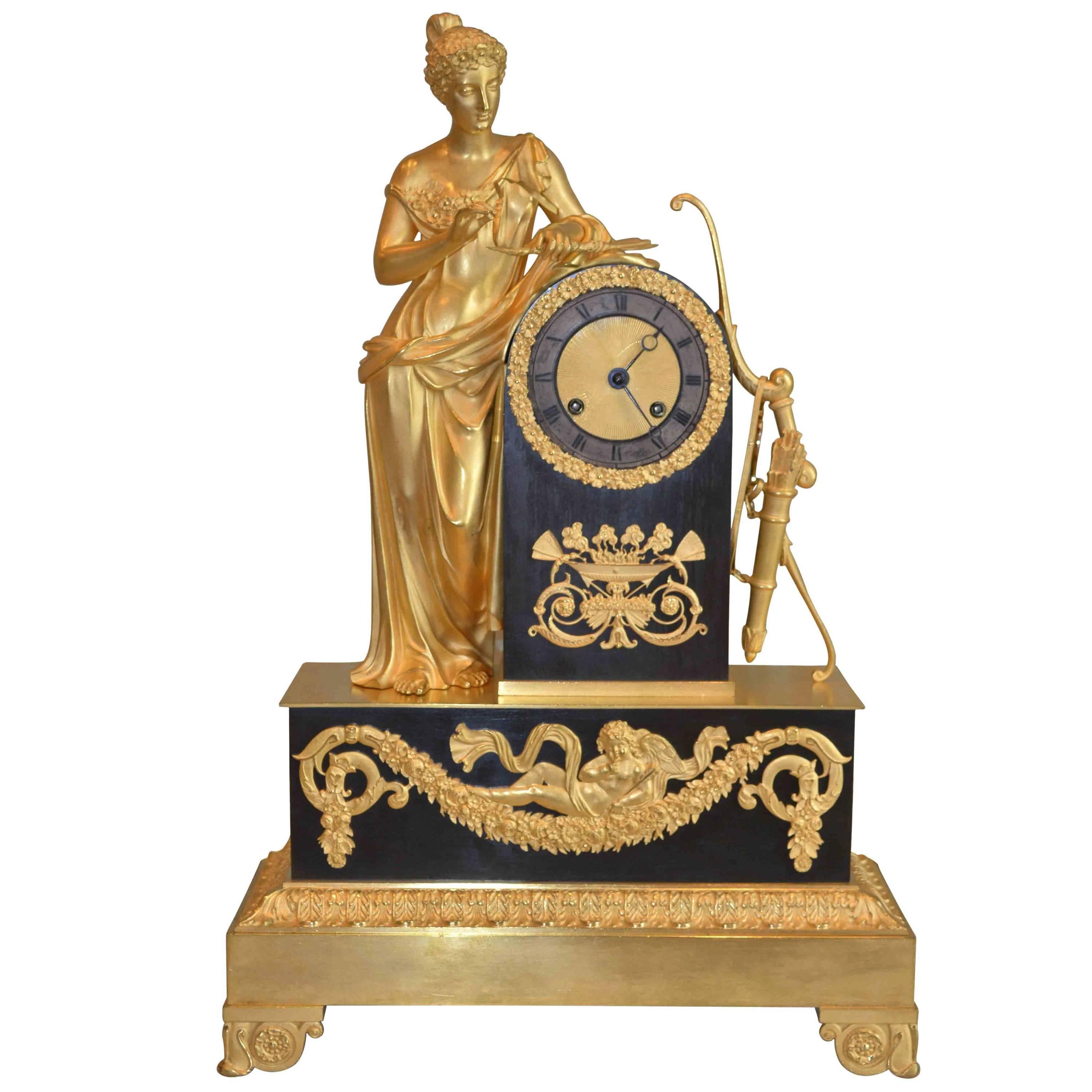 Empire Clock with a Standing Psyche or Venus