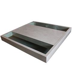 Monumental Floating Marble and Glass Tobocman Coffee Table