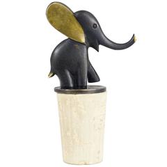 Vintage Walter Bosse Elephant Bottle Stopper, Brass, Hertha Baller, Austria, 1950s