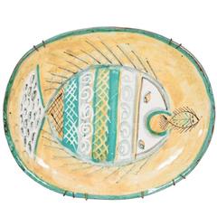 Welsh Pottery Dish with Painting of a Fish