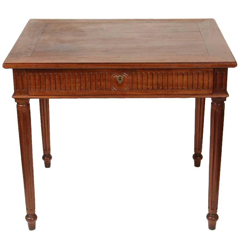 An Italian Neoclassical Walnut Side Table with Drawer, circa 1800