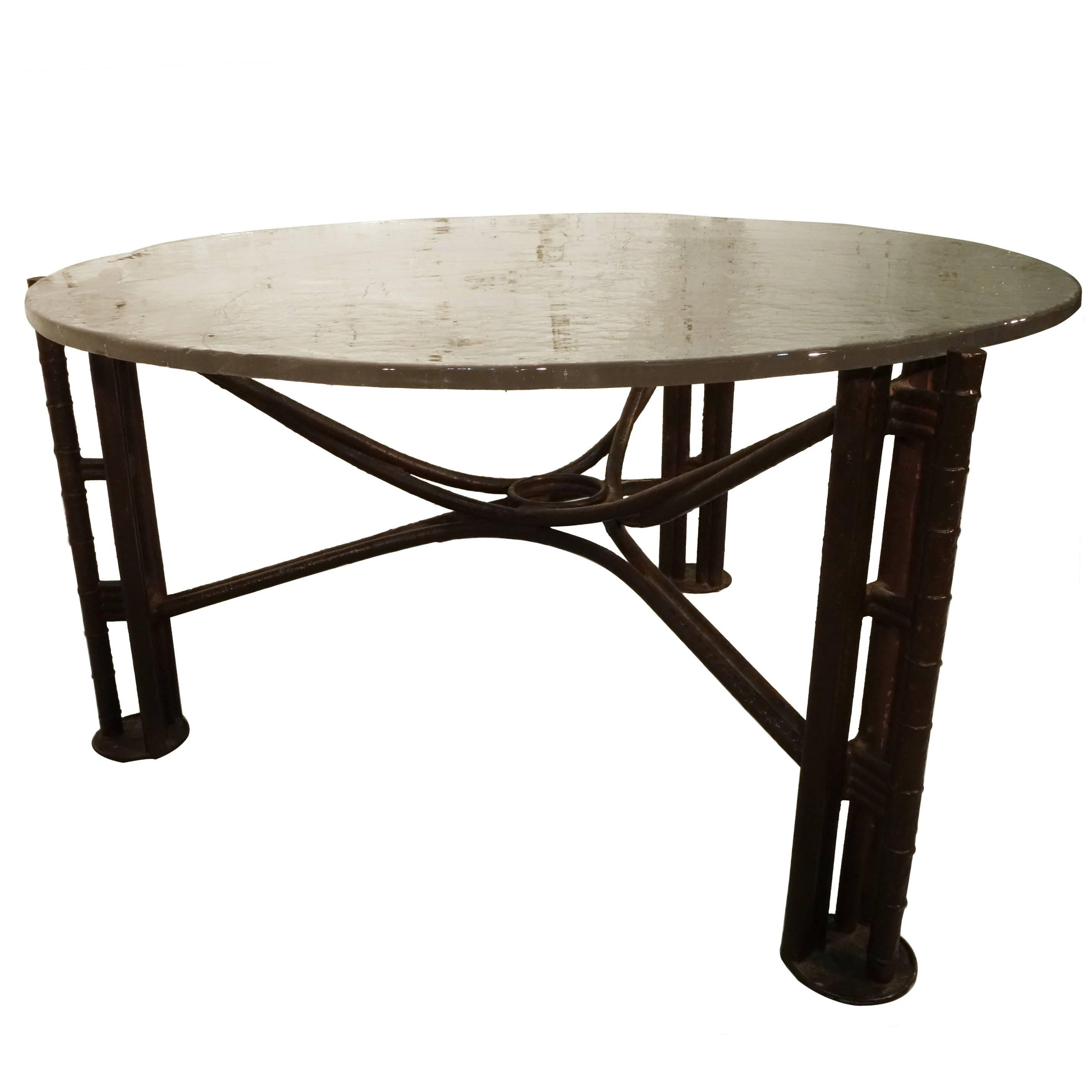 Bronze and Glass Low Table by Lothar Klute