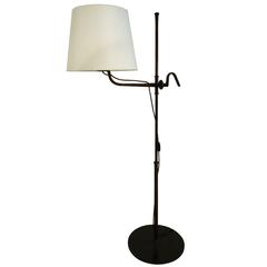 Adjustable Bronze Floor Lamp with a Tie-Dye Shade by Marianne Koplin