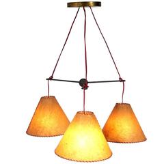 Brass and Parchment Chandelier in the Manner of Jean Royère 11