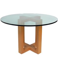 Sculptural "X" Form Oak Dining Table Base