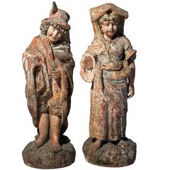 Vintage Terracotta French Renaissance Garden Sculpture Statues