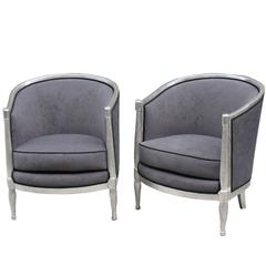 Pair of French Art Deco Bergères, Style of Paul Follot