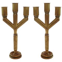 WWII Trench Art Shell Casing Candlesticks