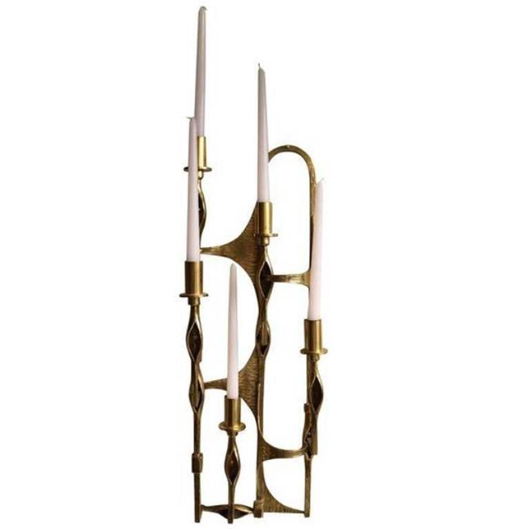Brutalist Brass Wall Mounted Sconce or Candle Holder at 1stDibs