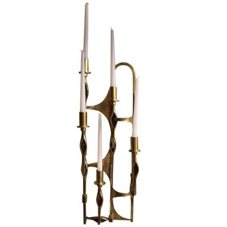 Brutalist Brass Wall Mounted Sconce or Candle Holder