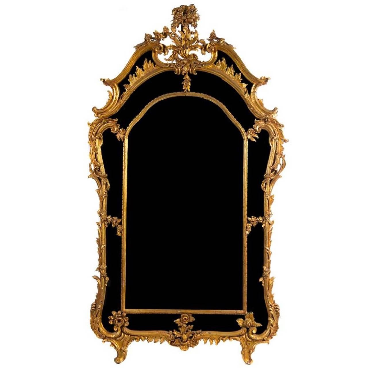 Large palace size Louis XV Style Gilt wood Pier Mantel Mirror