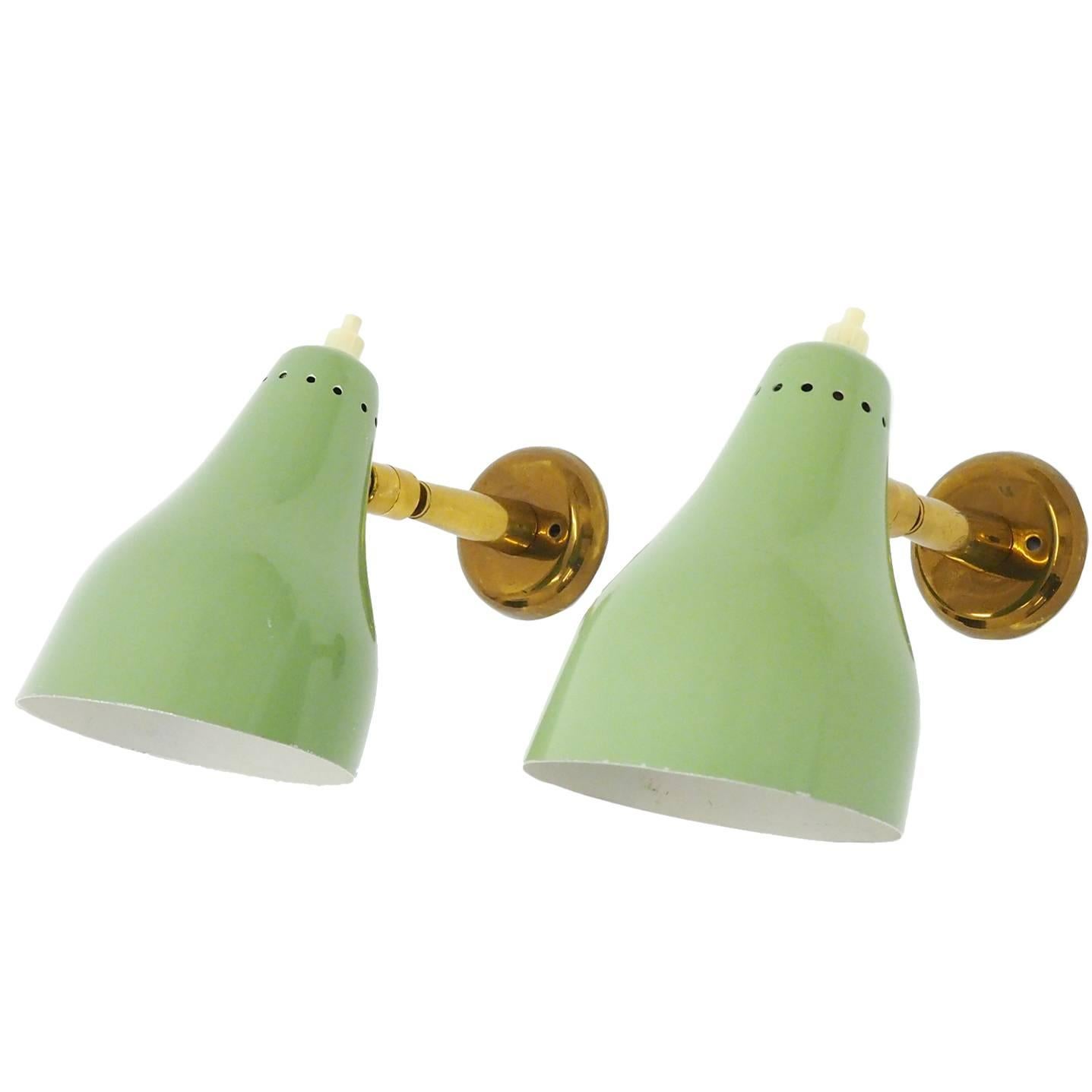 Pair of Mint Colored Italian Sconces, 1950s