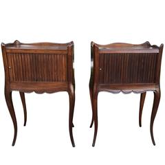 Pair of 19th Century French Bedside Tables with Tambour Doors