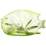 Playful Murano Mid-Century Acid Green Art Glass Bowl of a Fish