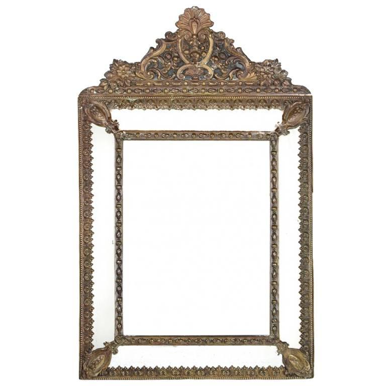 French Bronze Repousse Mirror 19th Century