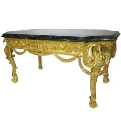 Palatial French 19th Century Empire Style Giltwood Carved Eagles Center Table