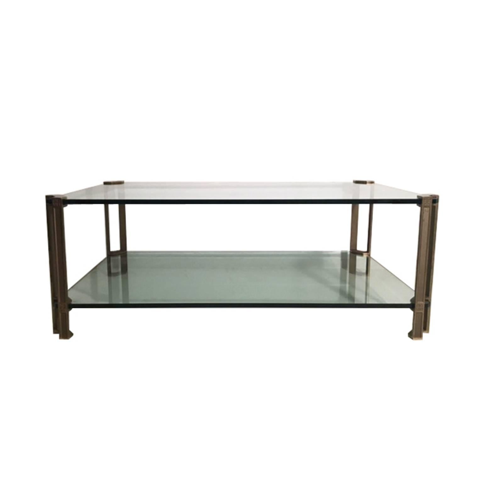 T24D Brass and Glass Coffee Table Designed by Peter Ghyczy, 1979