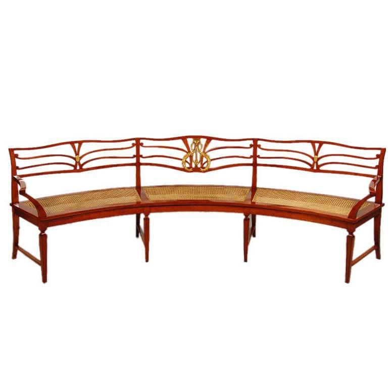 Demilune Neoclassical Revival Library Bench For Sale