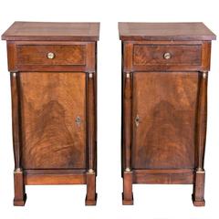 Pair of 19th Century French Empire Walnut Nightstands