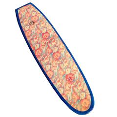 Original Red Blue Yellow Psychedelic Floral Dextra Surfboard, circa 1965