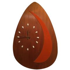 Vintage Huge Rare Mid-Century Modern Guitar Pick Wall Clock