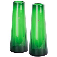 2 Huge Floor Vases Vetro Verde Di Empoli Green Glass, 1960