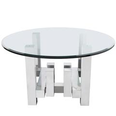 Paul Evans Style Aluminum Geometric Cityscape Dining Table