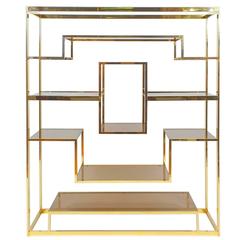 Romeo Rega Etagere Brass and Glass Room Divider