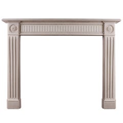 Antique English White Marble Fireplace in the Regency Style