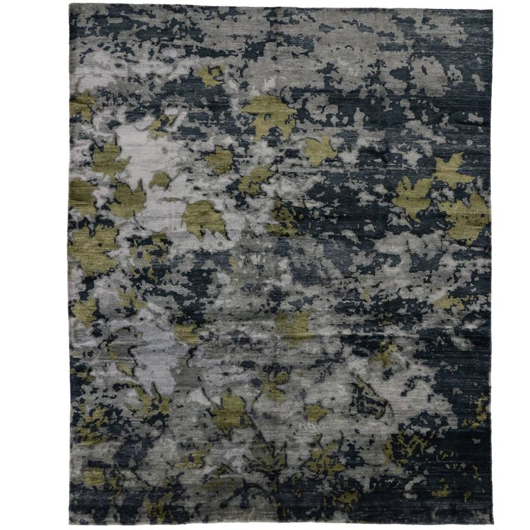 Navy Blue and Gray Modern Area Rug with Contemporary Abstract Style at