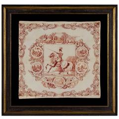 1840 Campaign Kerchief Featuring an Image of William Henry Harrison on Horseback