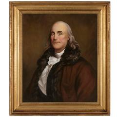 Antique Oil on Canvas Portrait of Benjamin Franklin