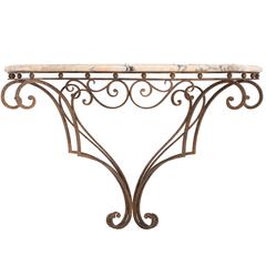 French Early 20th Century Marble and Iron Console