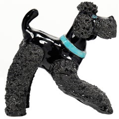 French Art Deco Black Poodle Ceramic Sculpture