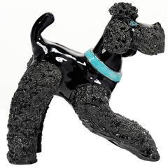 French Art Deco Black Poodle Ceramic Sculpture 2