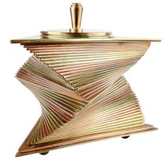 Art Deco Modernist John Otar Brass Copper Box, 1930s Machine Age Design