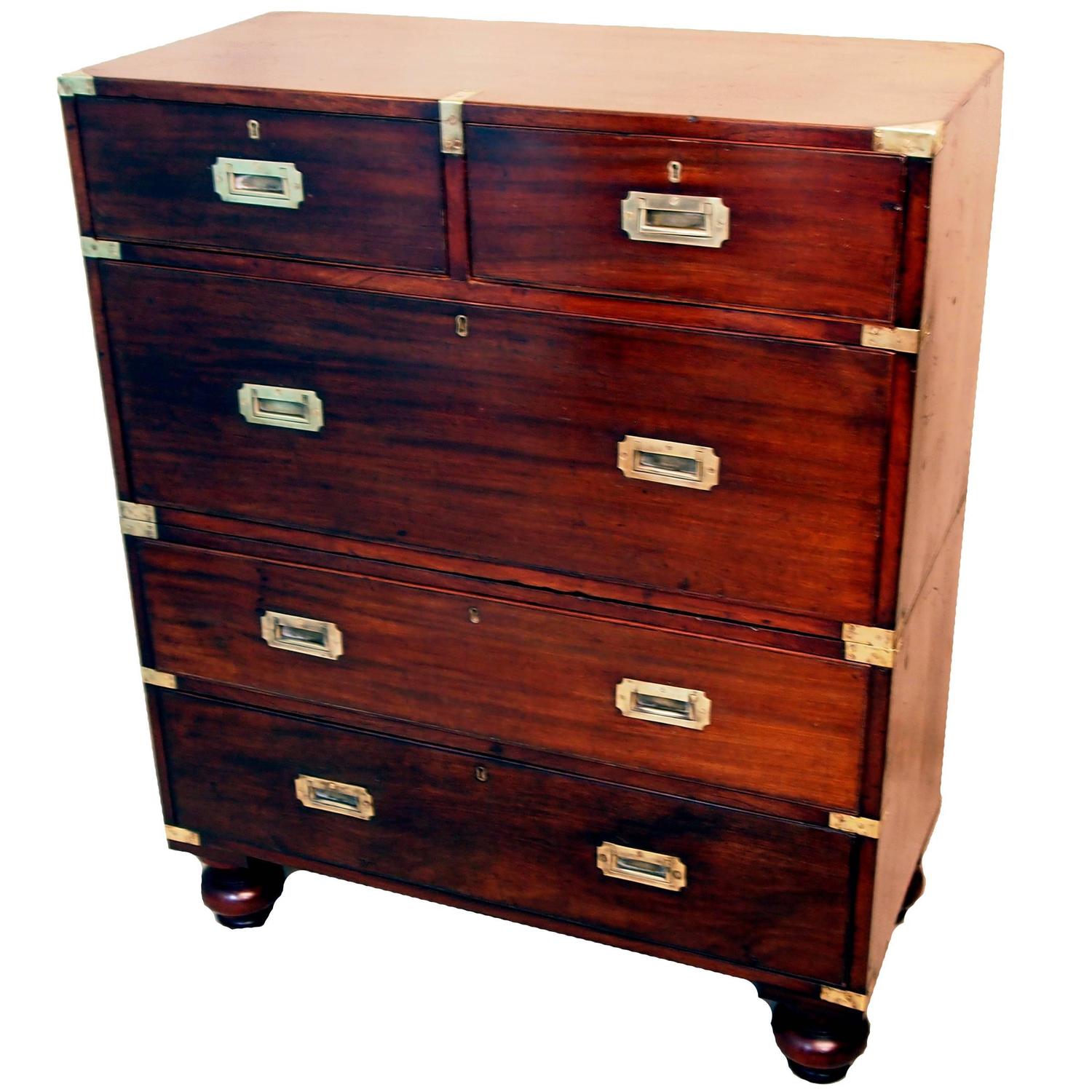 Antique Mahogany Military Campaign Chest For Sale at 1stdibs