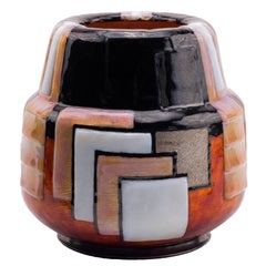 Art Deco Geometrische emaillierte Vase von, Camille Fauré