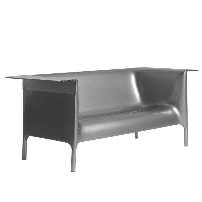 "Out/In" Metallic Silver Gray Colored Sofa by P. Starck and E. Quitllet